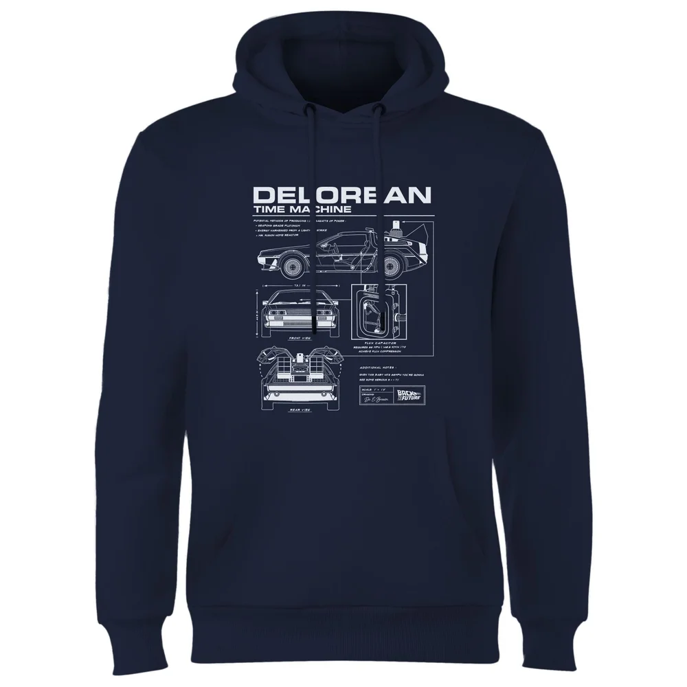 Back to the future Delorean Schematic Hoodie - Navy - S Bild 1