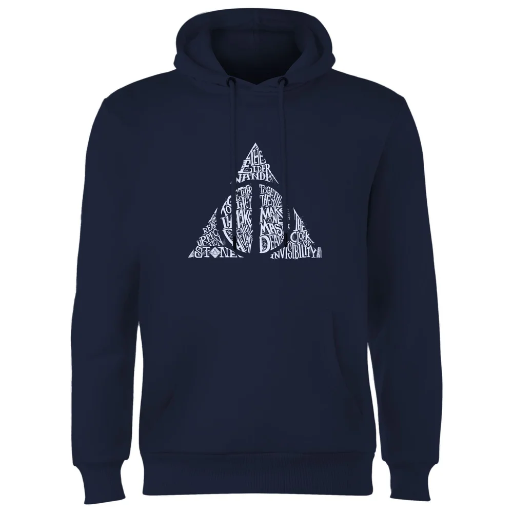 Harry Potter Deathly Hallows Text Hoodie - Navy - S Bild 1