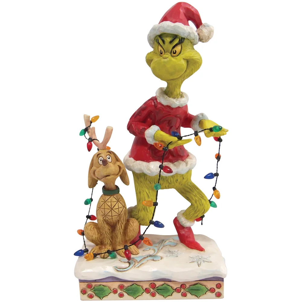 The Grinch Dr.Seuss by Jim Shore Grinch and Max Wrapped in Lights Figurine Bild 1