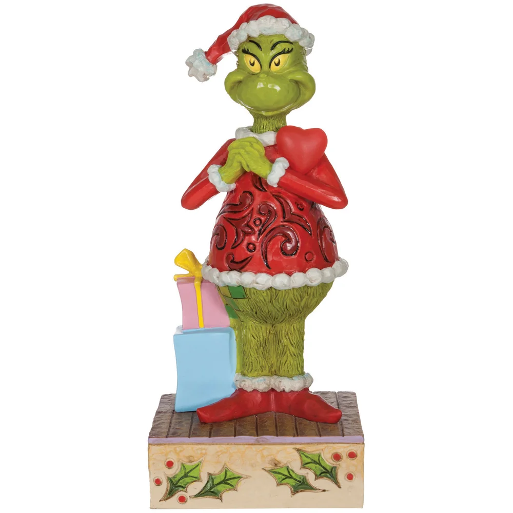 The Grinch Dr.Seuss by Jim Shore Happy Grinch with Blinking Heart Figurine Bild 1