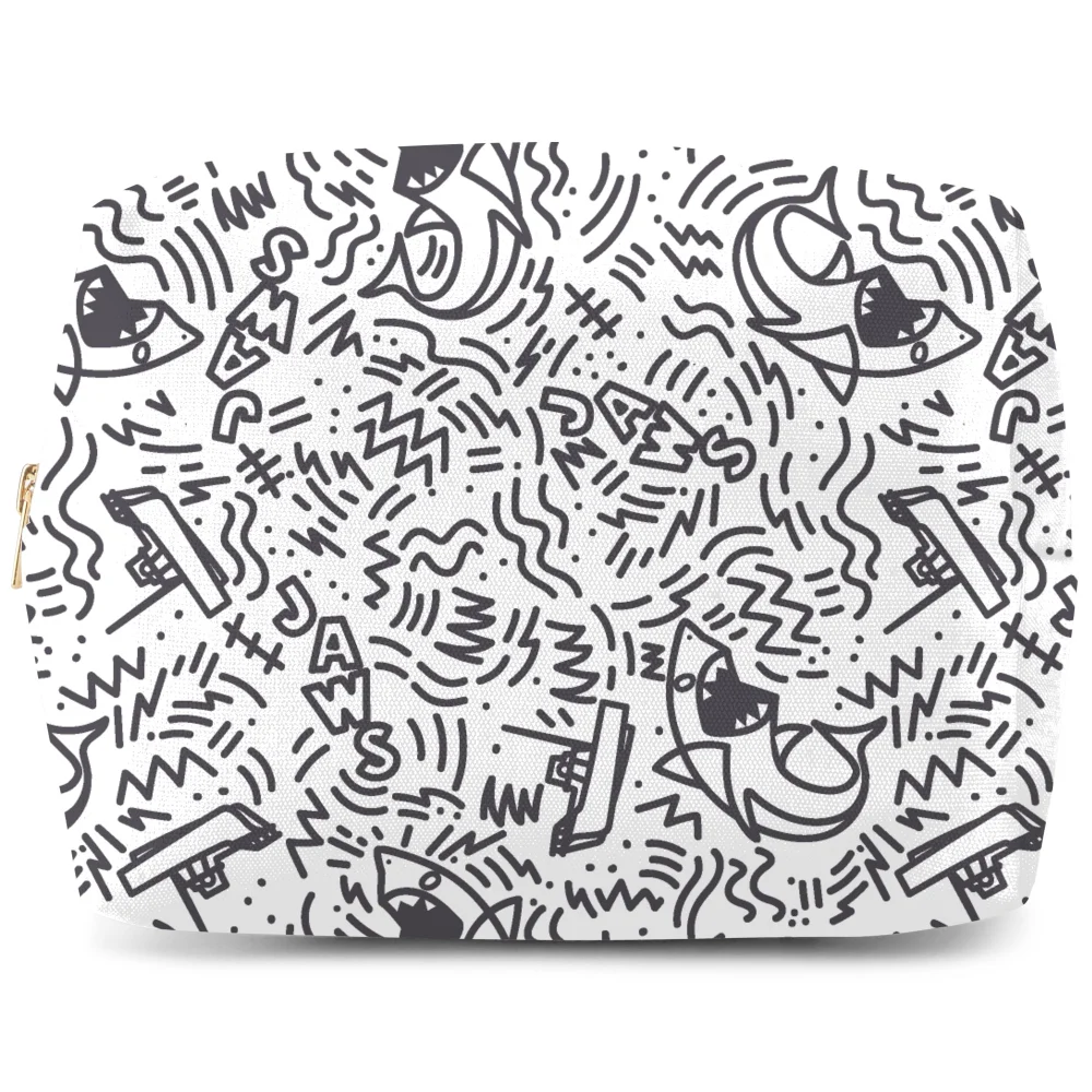 Jaws Doodle Pattern Makeup Bag Bild 1