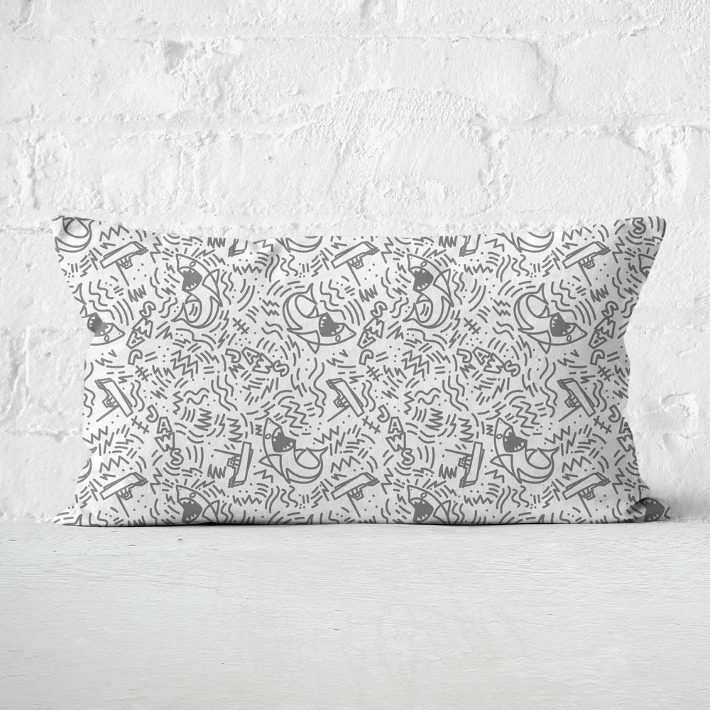 Jaws Doodles Rectangular Cushion - 30x50cm - Soft Touch Bild 1
