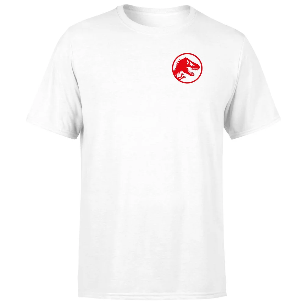 Jurassic Park Red Logo Embroidered Men's T-Shirt - White - S Bild 1