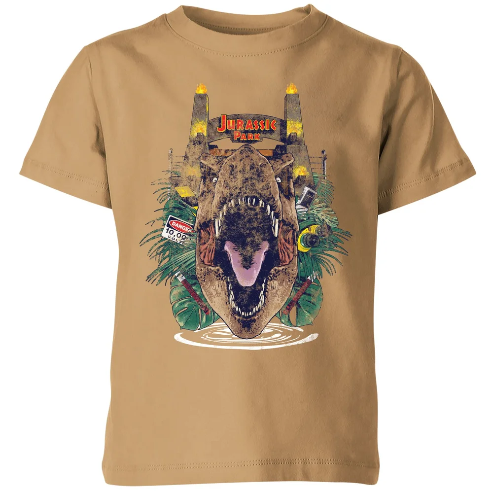 Jurassic Park T-Rex Break Out Kids' T-Shirt - Tan - 3-4 Jahre Bild 1