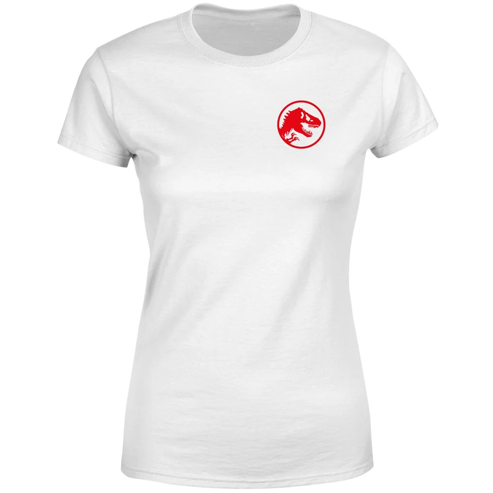 Jurassic Park Red Logo Embroidered Women's T-Shirt - White - XS Bild 1