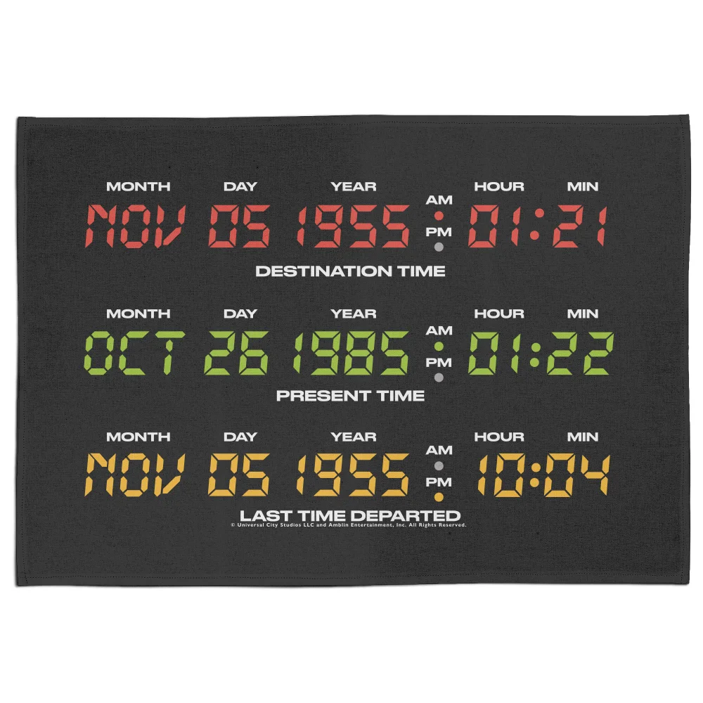 Back To The Future Destination Clock Tea Towel Bild 1