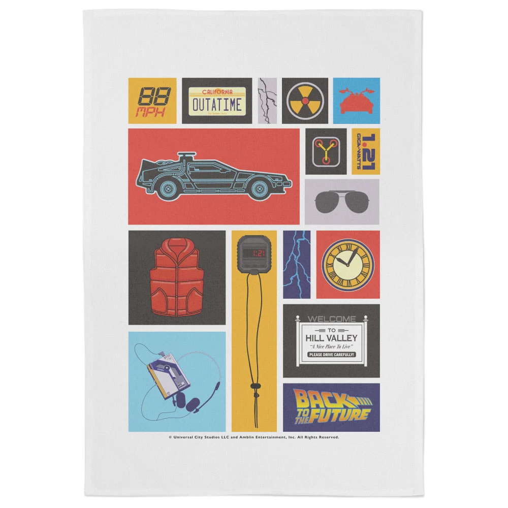 Back To The Future Icon Collage Tea Towel Bild 1