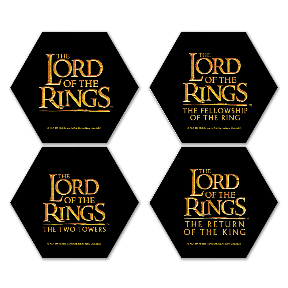 Lord Of The Rings LOTR Logos Hexagonal Coaster Set Bild 1