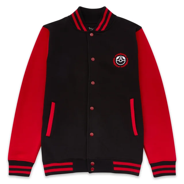 Pokémon Kanto Legendary Embroidered Unisex Varsity Jacket - Schwarz