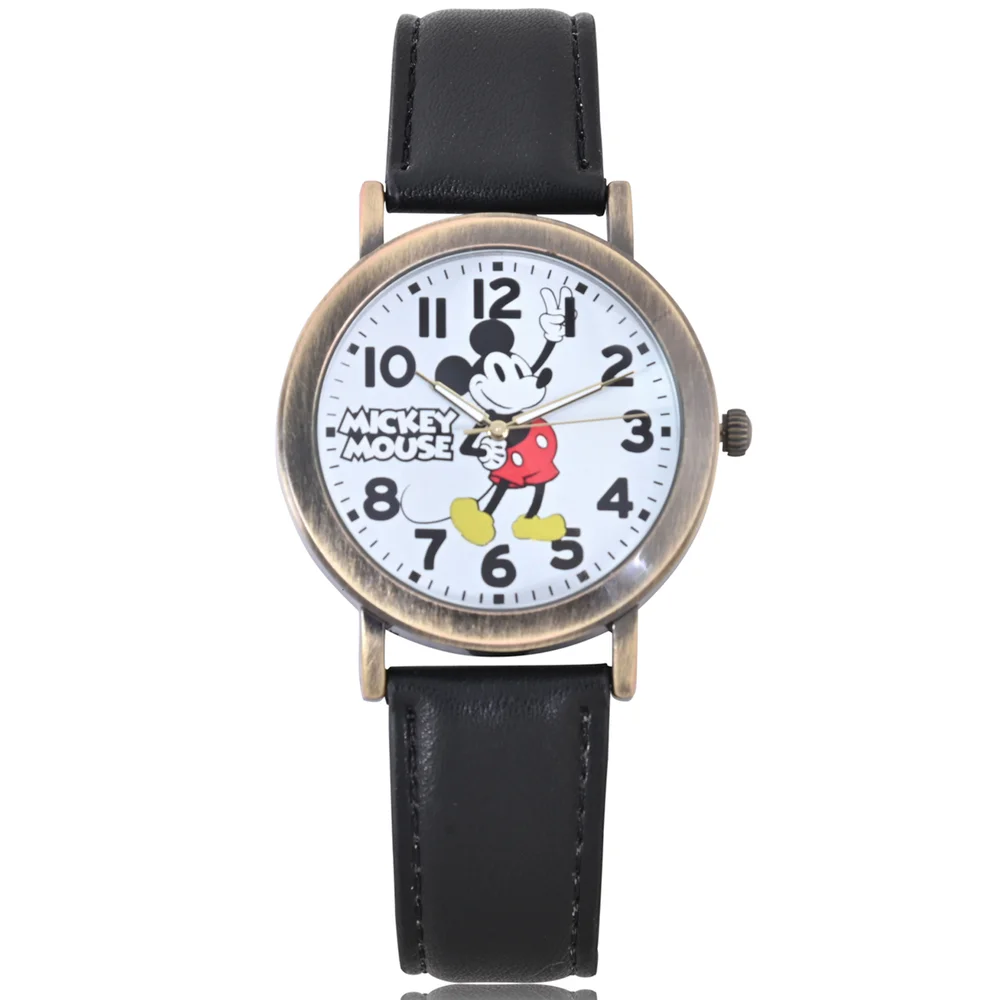 Disney Mickey Mouse Black and Antique Gold Strap Watch Bild 1