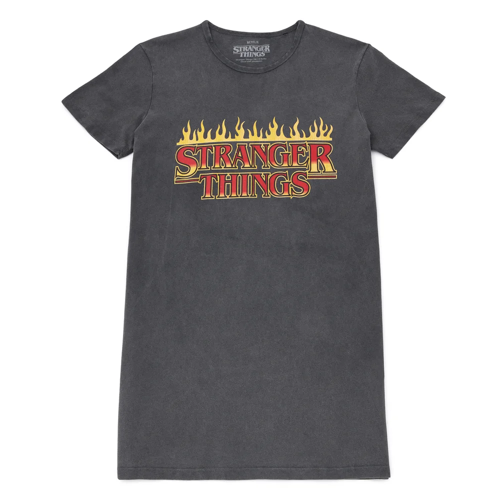 Stranger Things ST Thrash Frauen T-Shirt Dress - Schwarz Acid Wash - M Bild 1