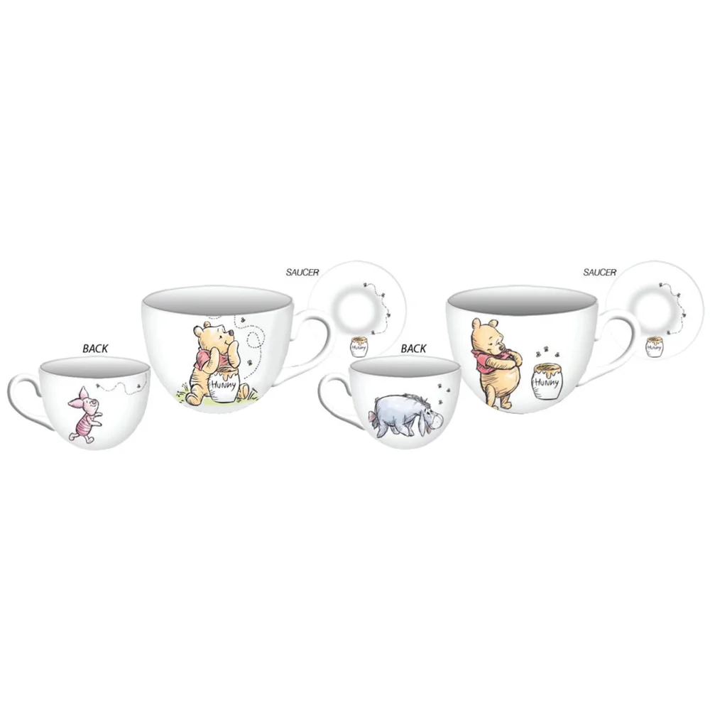 Disney Winnie The Pooh Teacup and Saucer 4 Piece Bone China Set Bild 1