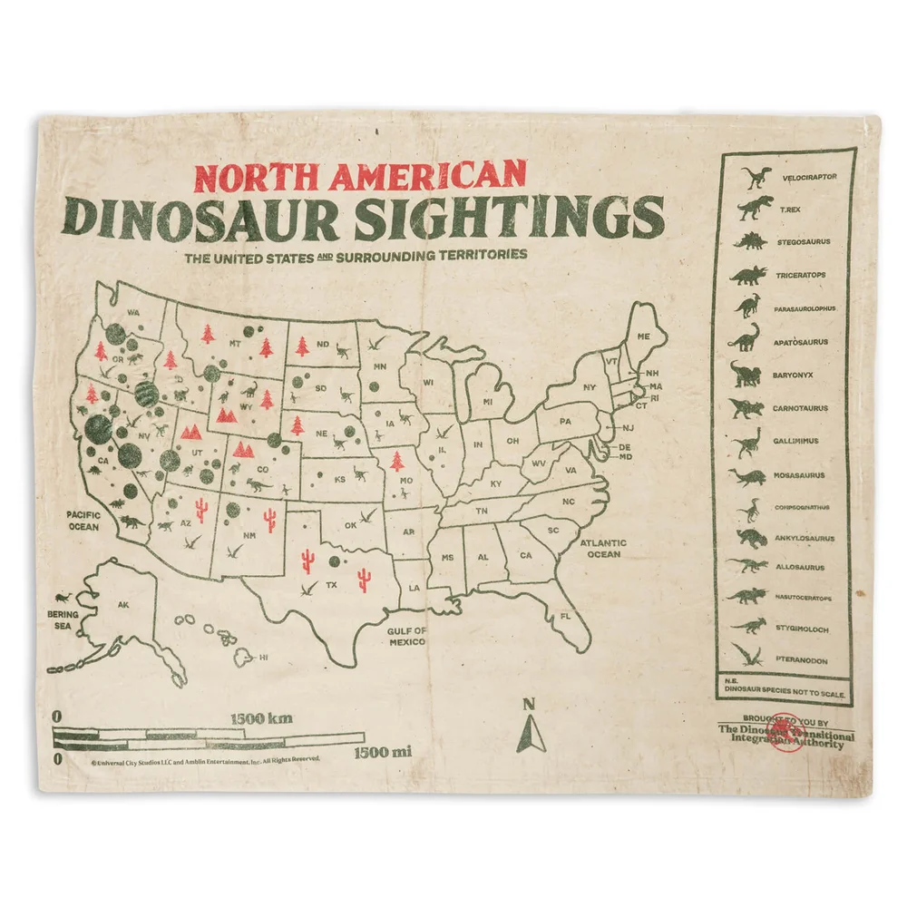 Jurassic World Dino Sightings Map Fleece Blanket - M Bild 1