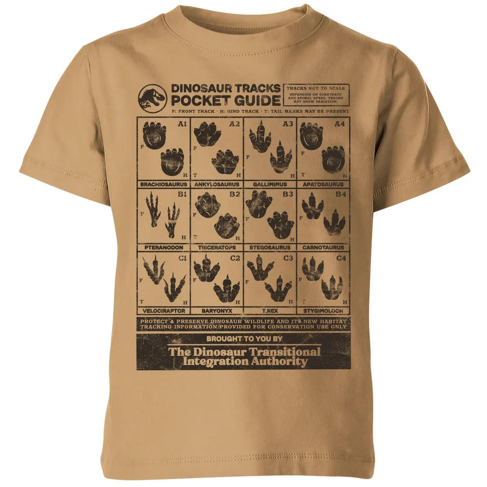 Jurassic World Dino Tracks Pocket Guide Kids' T-Shirt - Tan - 3-4 Jahre Bild 1