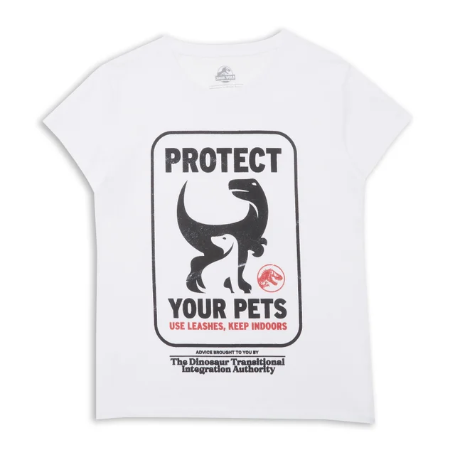 Jurassic World Protect Your Pets Women's T-Shirt - White