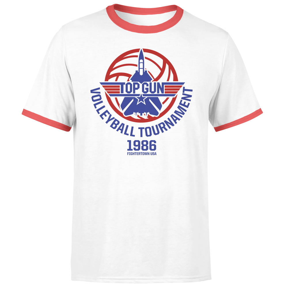 Top Gun Volleyball Tournament Unisex Ringer T-Shirt - White/Red - S Bild 1