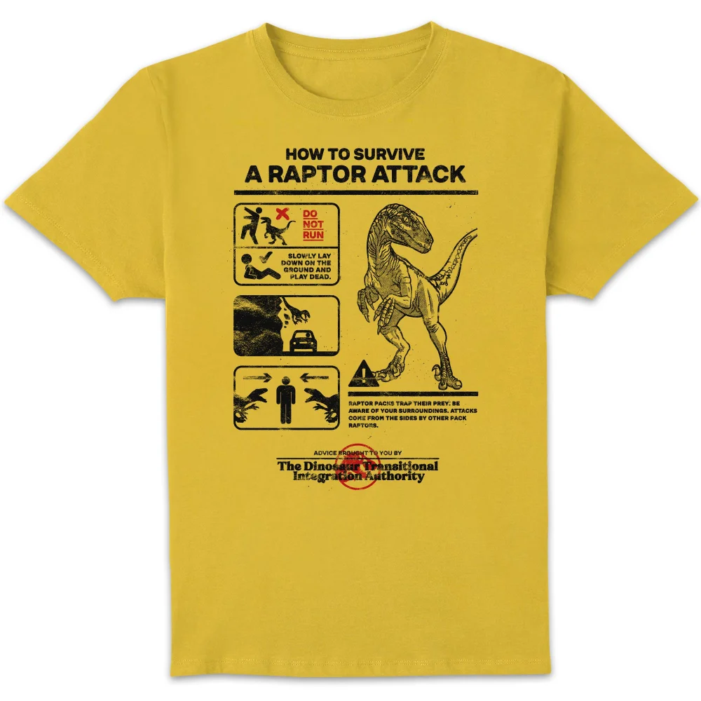 Jurassic World Raptor Attack Survival Guide Unisex T-Shirt - Yellow - S Bild 1