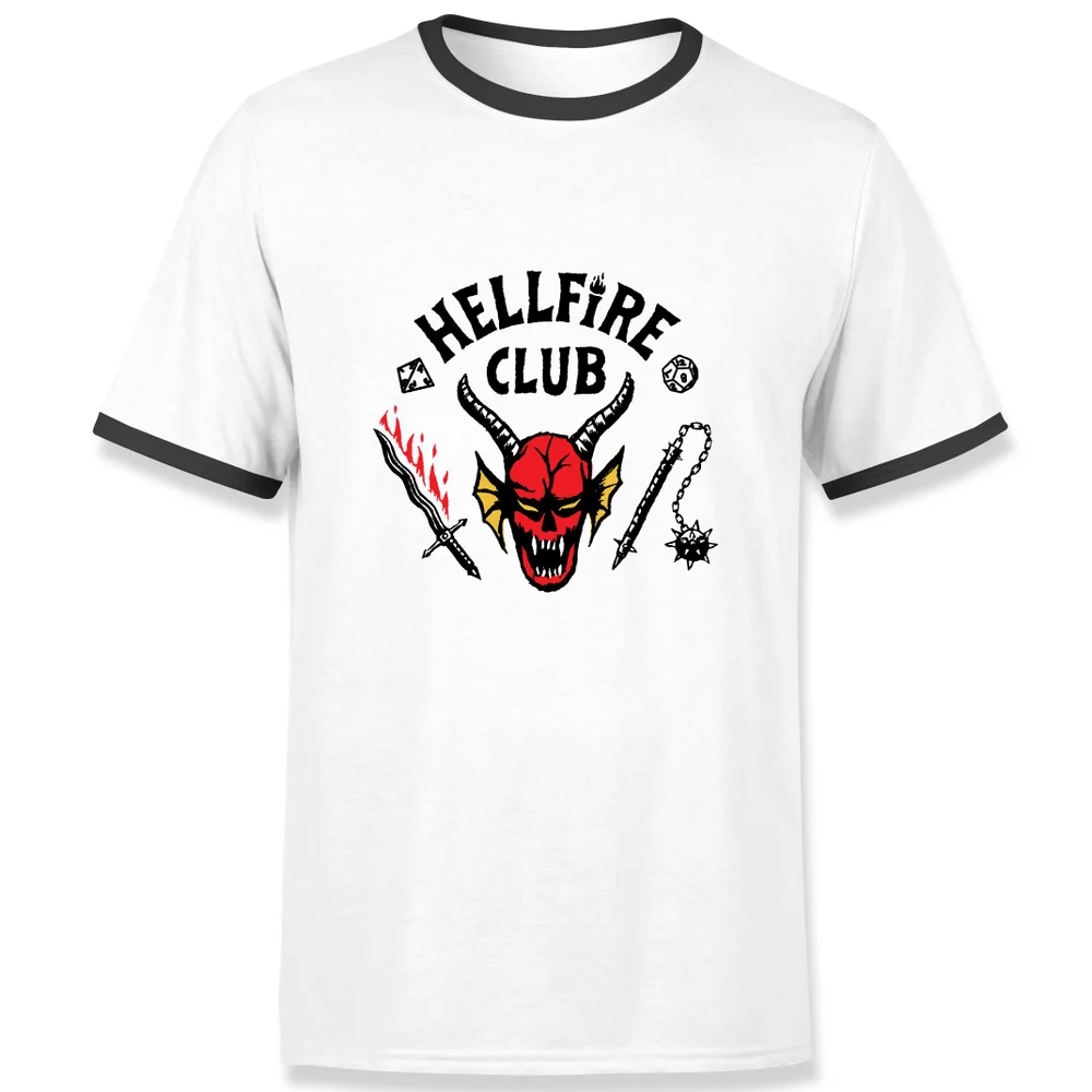 Stranger Things Hellfire Club Unisex Ringer T-Shirt - White/Black - S Bild 1
