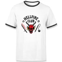Stranger Things Hellfire Club Unisex Ringer T-Shirt - White/Black