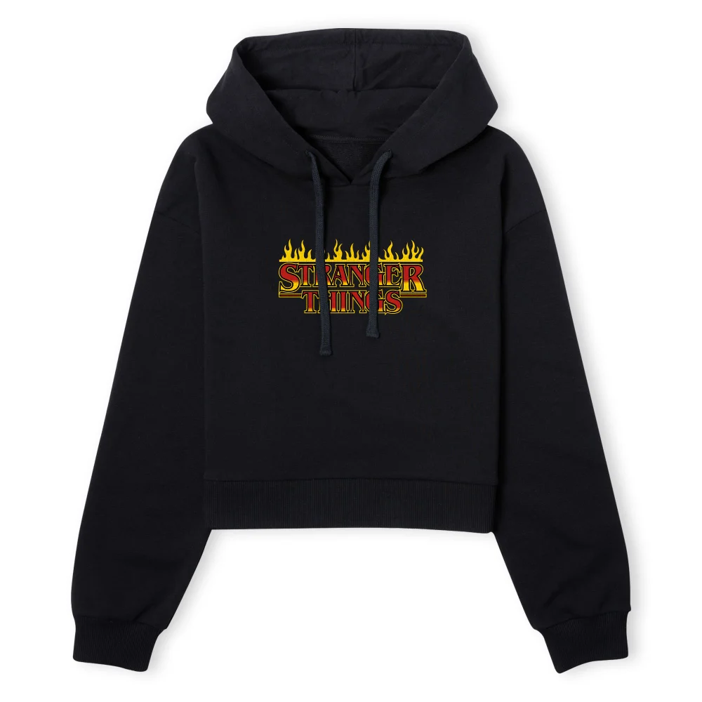 Stranger Things Flames Logo Women's Cropped Hoodie - Black - XS Bild 1