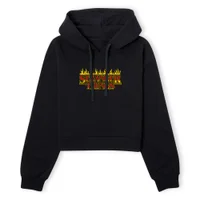 Stranger Things Flames Logo Women's Cropped Hoodie - Black