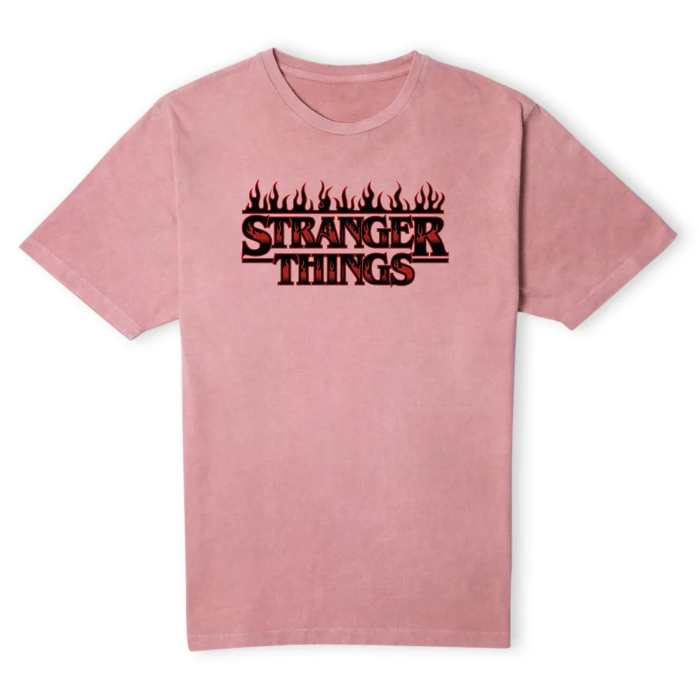Stranger Things Dark Flames Logo Unisex T-Shirt - Pink Acid Wash - M Bild 1