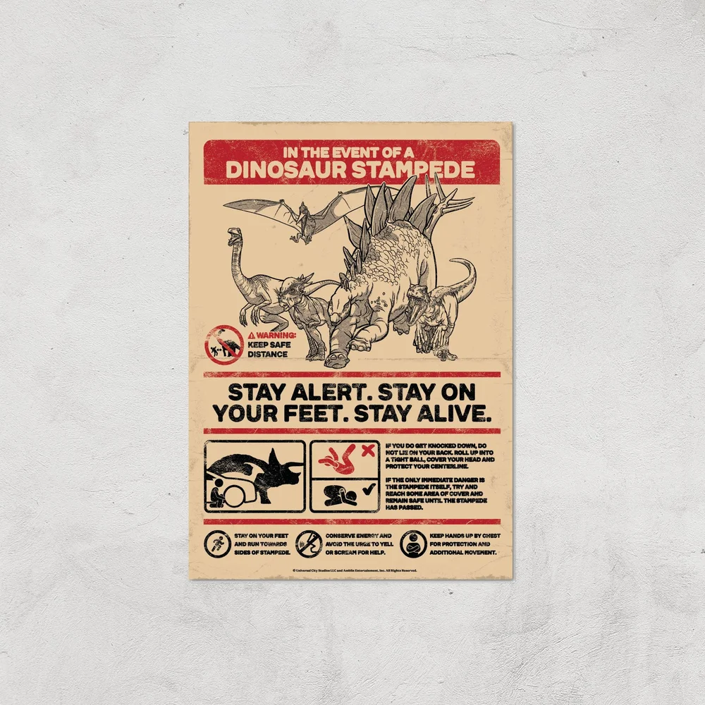 Jurassic World How To Survive A Stampede Giclee Art Print - A4 - Print Only Bild 1