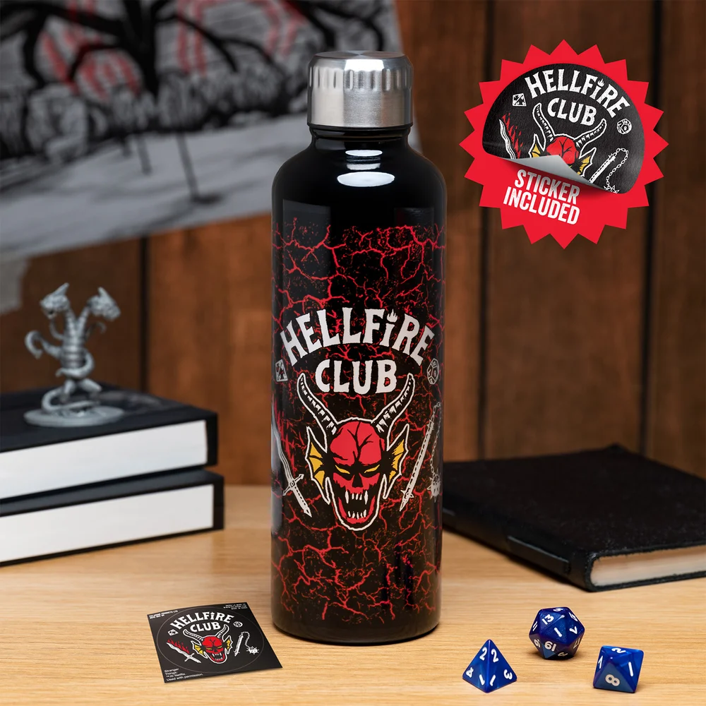 Stranger Things Hellfire Club Metal Water Bottle (Sticker Included) Bild 1