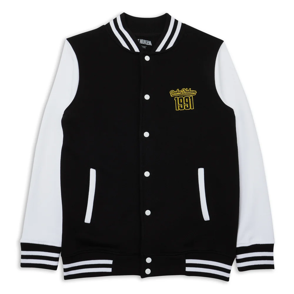 Duke Nukem Kicking Ass Since 1991 Embroidered Varsity Jacket - Black/White - S - Black/White Bild 1