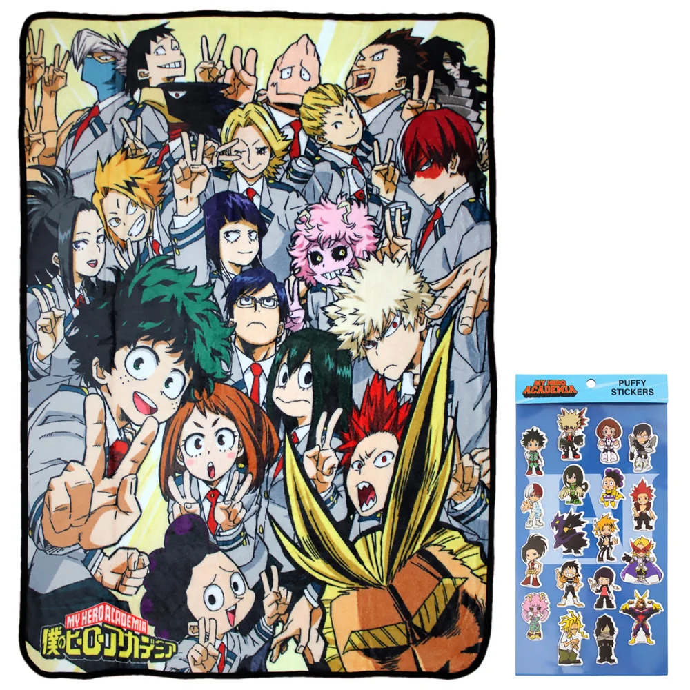 My Hero Academia Class 1-A Group Blanket with Chibi Puffy Sticker Sheet Bild 1