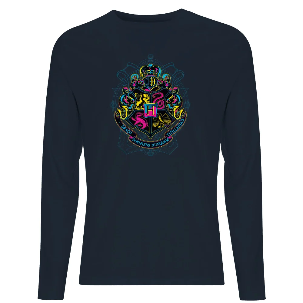 Harry Potter Hogwarts Neon Crest Men's Long Sleeve T-Shirt - Navy - S Bild 1