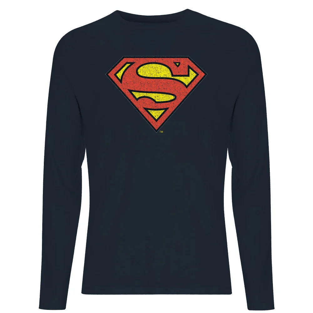 Superman Crackle Logo Men's Long Sleeve T-Shirt - Navy - S Bild 1