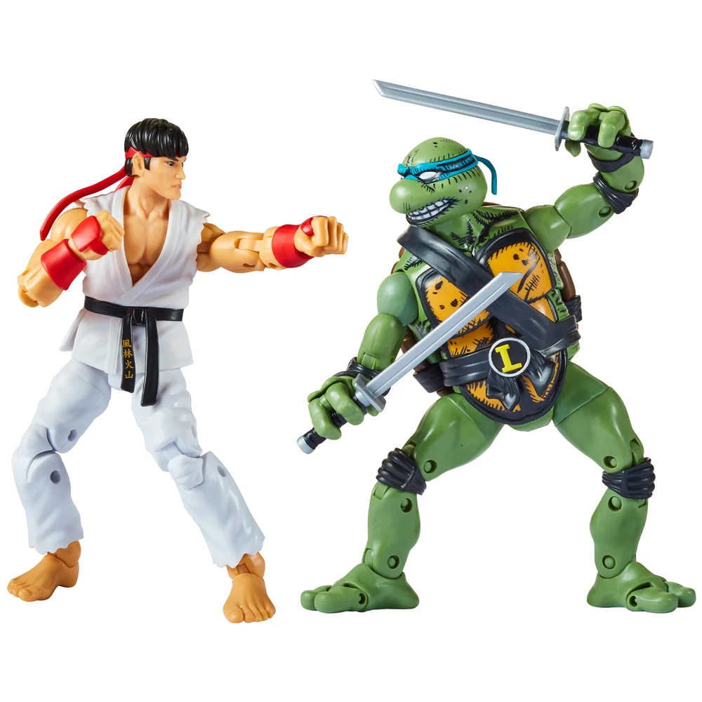 Playmates Teenage Mutant Ninja Turtles x Street Fighter Leonardo vs Ryu Action Figure 2 Pack Bild 1