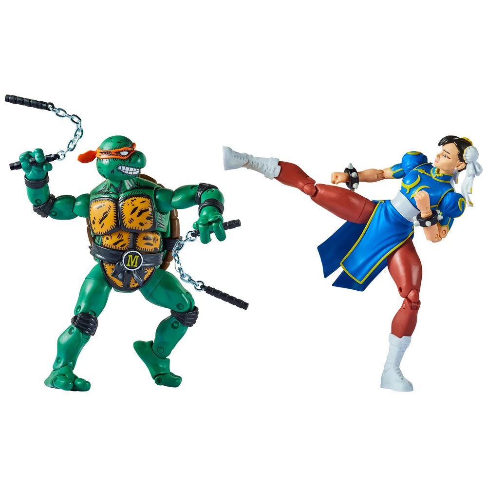 Playmates Teenage Mutant Ninja Turtles x Street Fighter Michaelangelo vs Chun Li Action Figure 2 Pack Bild 1