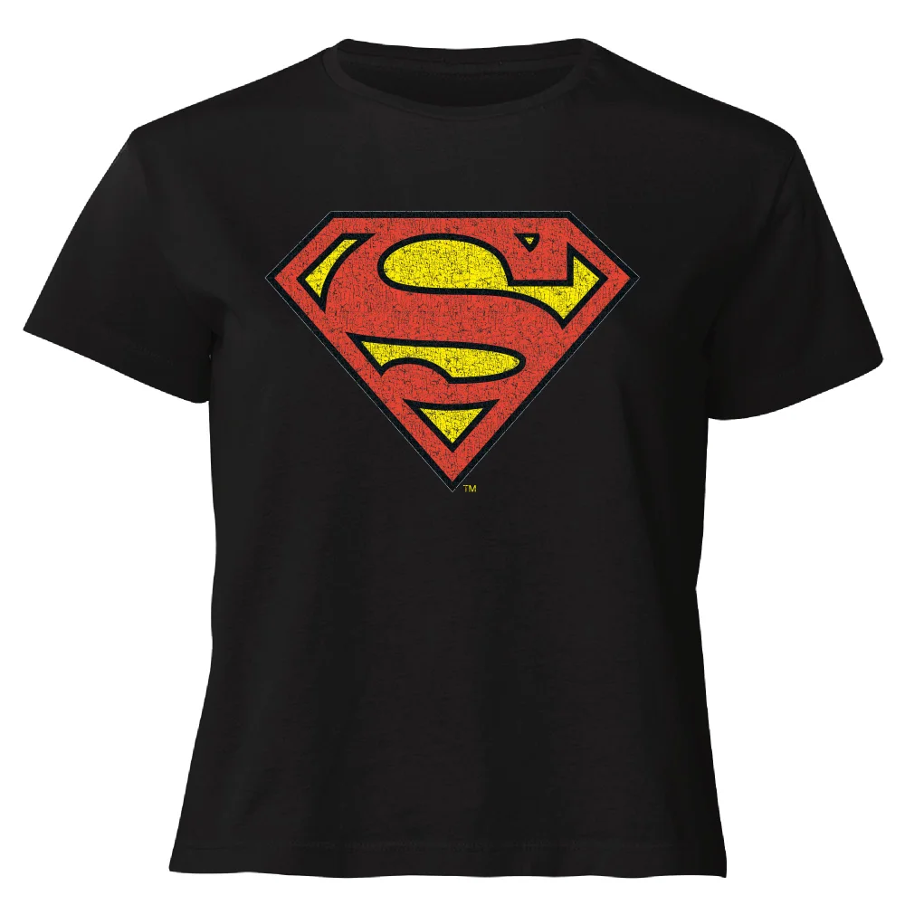 Official Superman Crackle Logo Women's Cropped T-Shirt - Black - XS Bild 1
