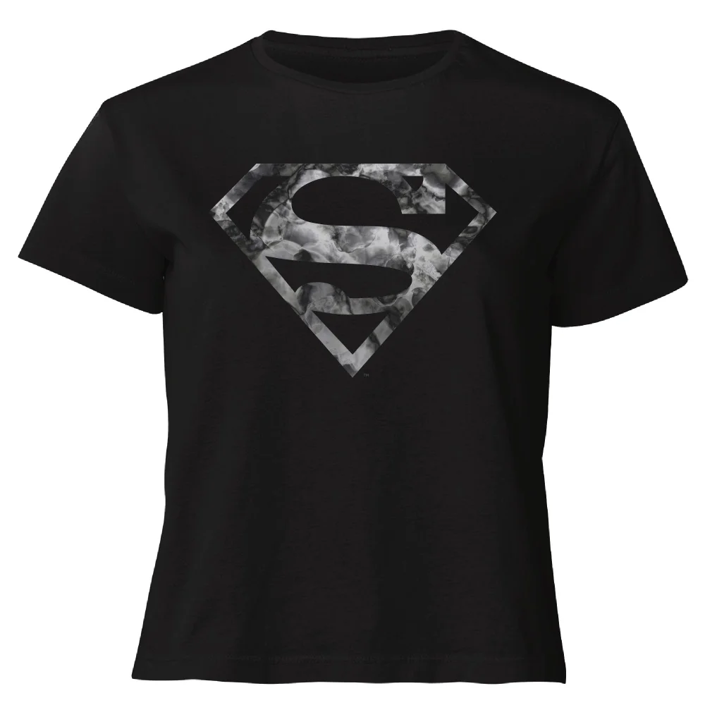 Marble Superman Logo Women's Cropped T-Shirt - Black - XS Bild 1