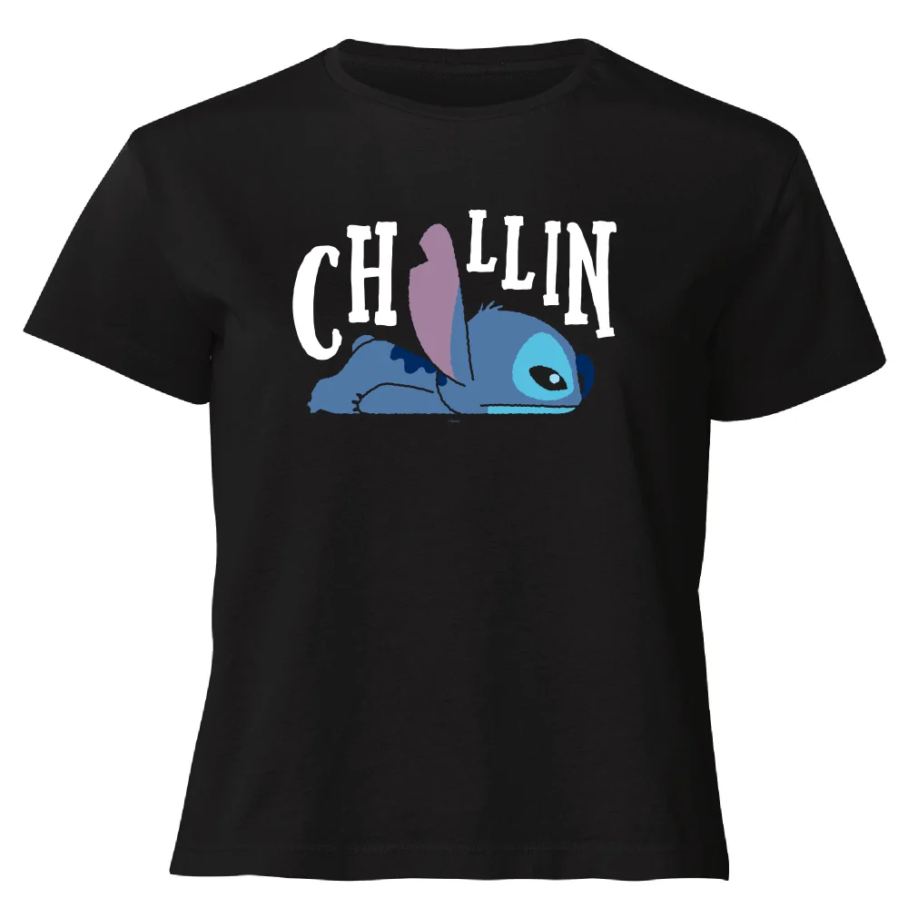 Disney Lilo And Stitch Chillin Women's Cropped T-Shirt - Black - XS Bild 1