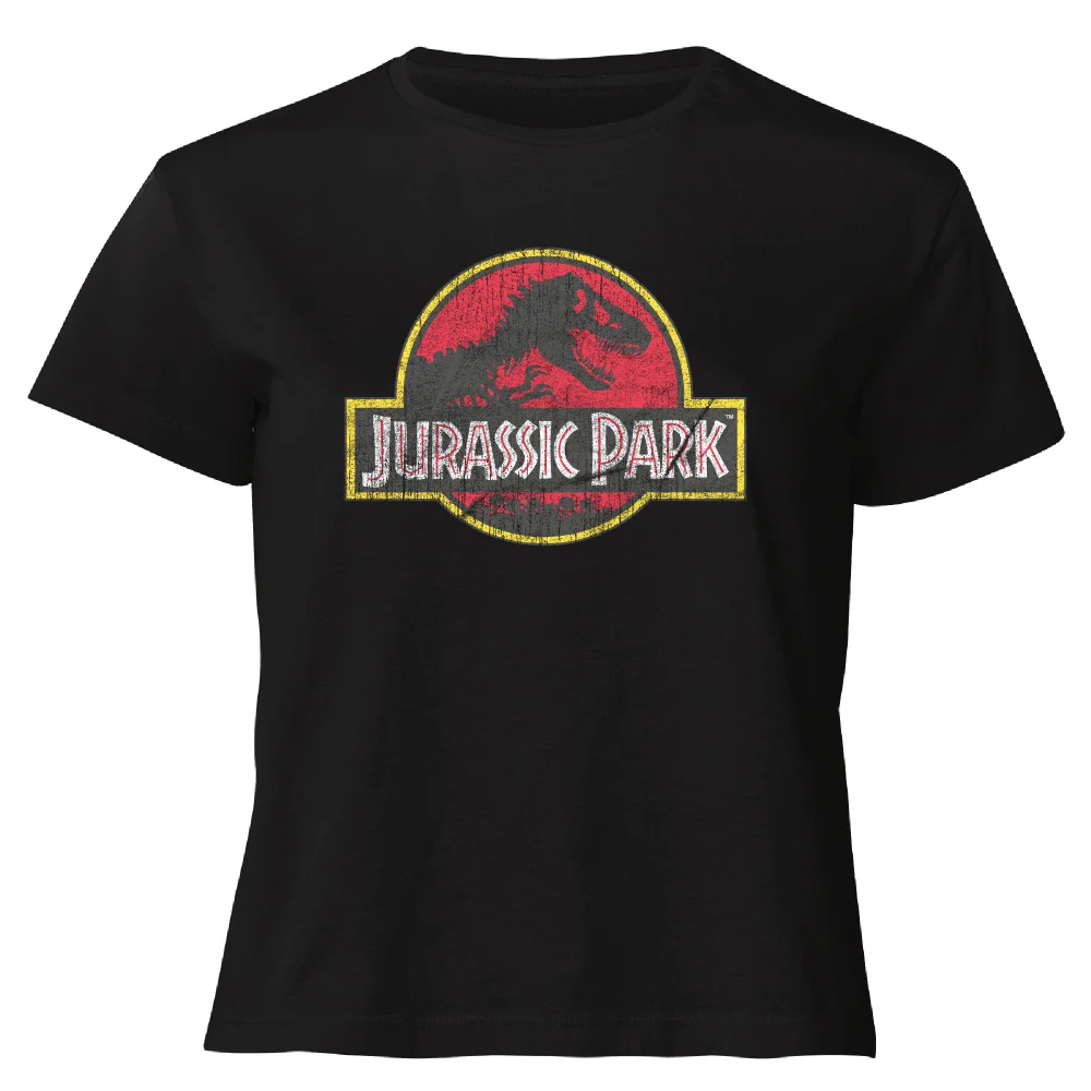 Jurassic Park Logo Vintage Women's Cropped T-Shirt - Black - XS Bild 1