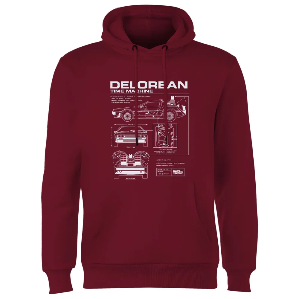Back To The Future Delorean Schematic Hoodie - Burgundy - S Bild 1