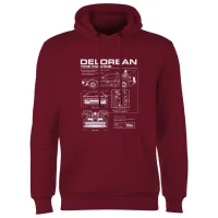 Back To The Future Delorean Schematic Hoodie - Burgundy - undefined undefined