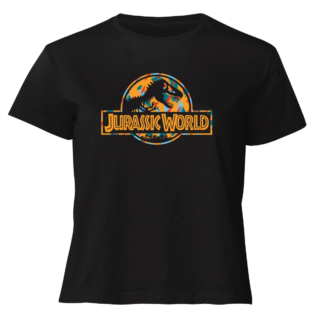 Jurassic Park Logo Tropical Women's Cropped T-Shirt - Black - XS Bild 1