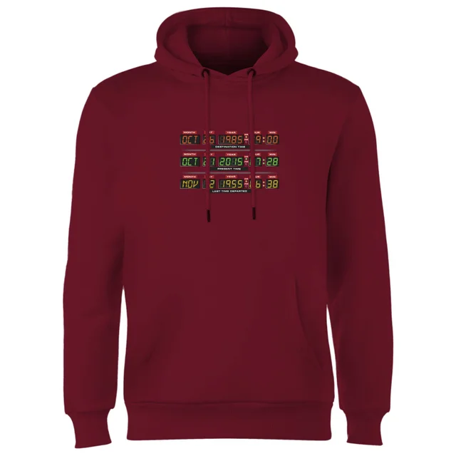 Back To The Future Destination Clock Hoodie - Burgundy
