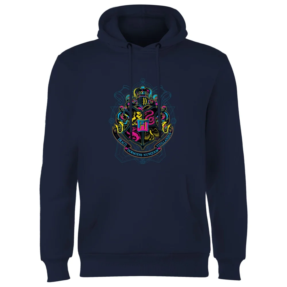 Harry Potter Hogwarts Neon Crest Hoodie - Navy - S Bild 1