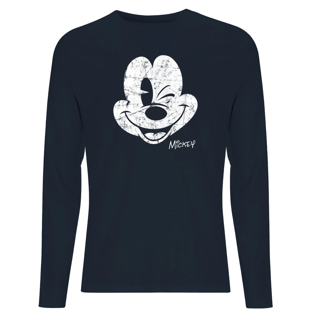 Disney Mickey Mouse Worn Face Men's Long Sleeve T-Shirt - Navy - S Bild 1