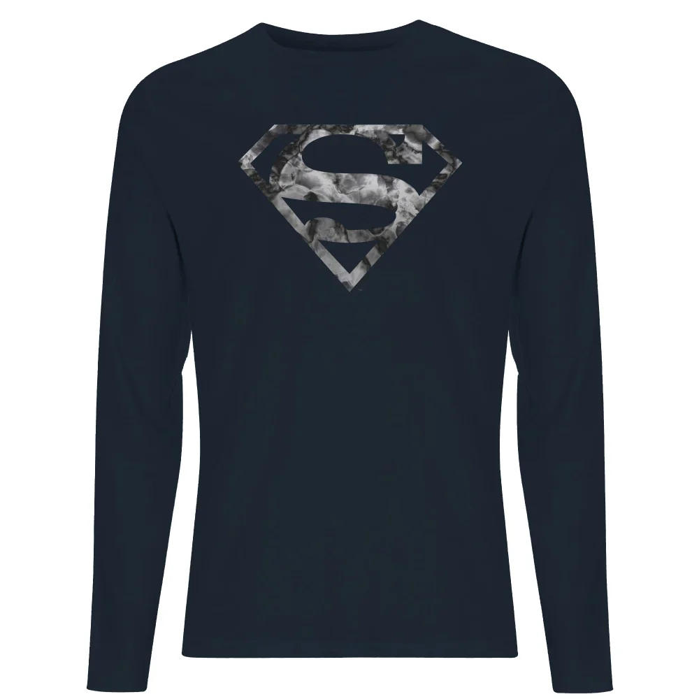 Marble Superman Logo Men's Long Sleeve T-Shirt - Navy - L Bild 1