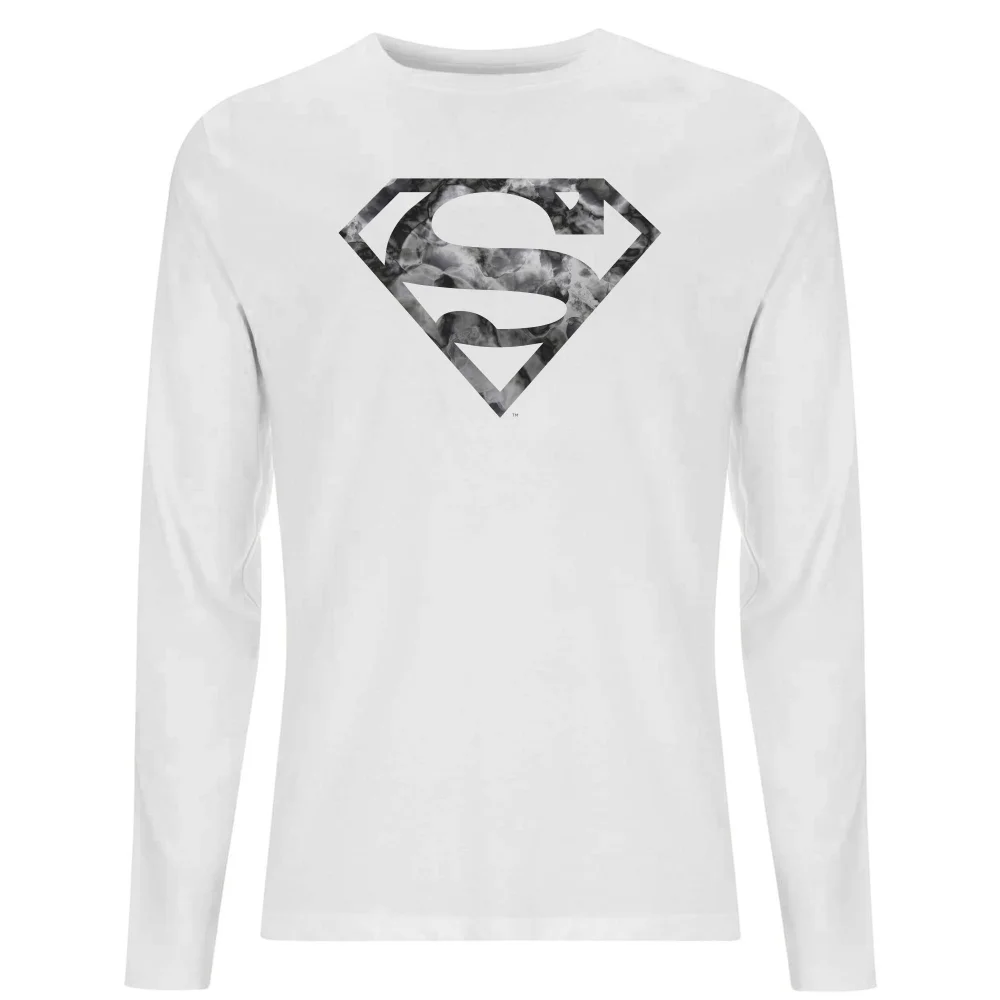 Marble Superman Logo Men's Long Sleeve T-Shirt - White - S Bild 1