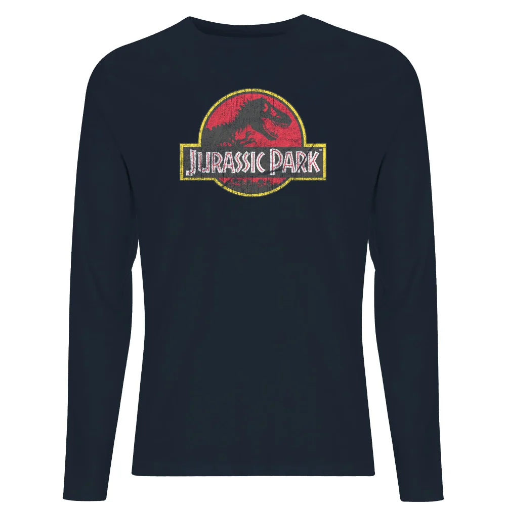 Jurassic Park Logo Vintage Men's Long Sleeve T-Shirt - Navy - S Bild 1