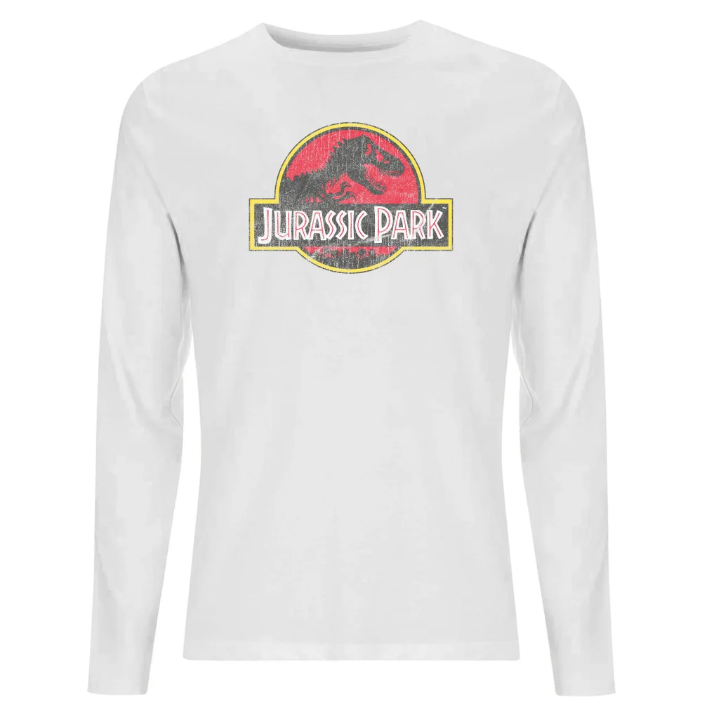 Jurassic Park Logo Vintage Men's Long Sleeve T-Shirt - White - S Bild 1