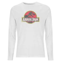 Jurassic Park Logo Vintage Men's Long Sleeve T-Shirt - White - undefined undefined
