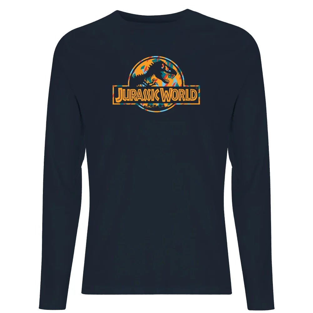 Jurassic Park Logo Tropical Men's Long Sleeve T-Shirt - Navy - S Bild 1